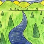 simple landscape art lesson which teaches the element of art - space